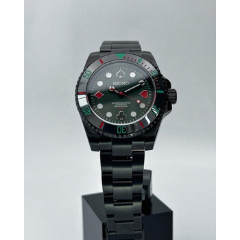Custom Seiko Mod • Black Green Poker Submariner • 40mm